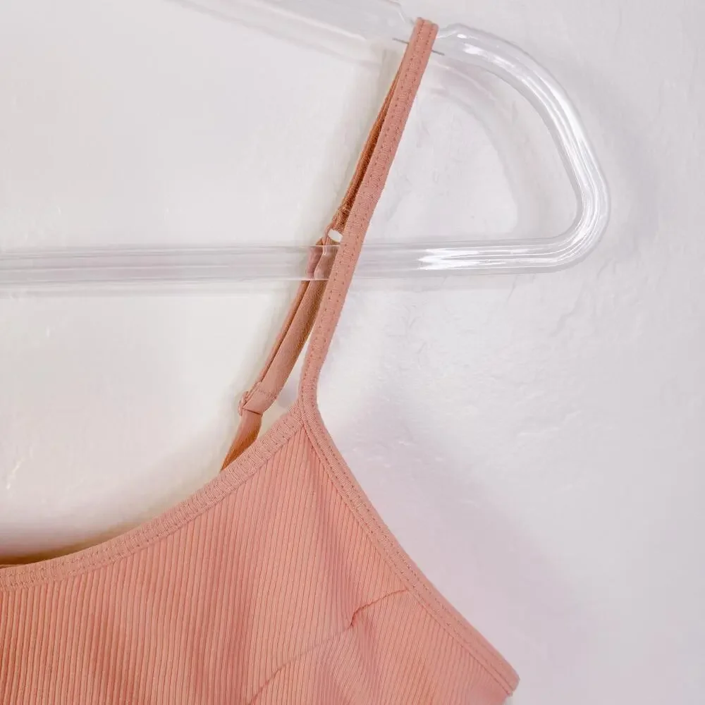 Gianni Bini Ribbed Scoop Neck Wireless Pullover Bralette Rose Cloud Size XL NWT